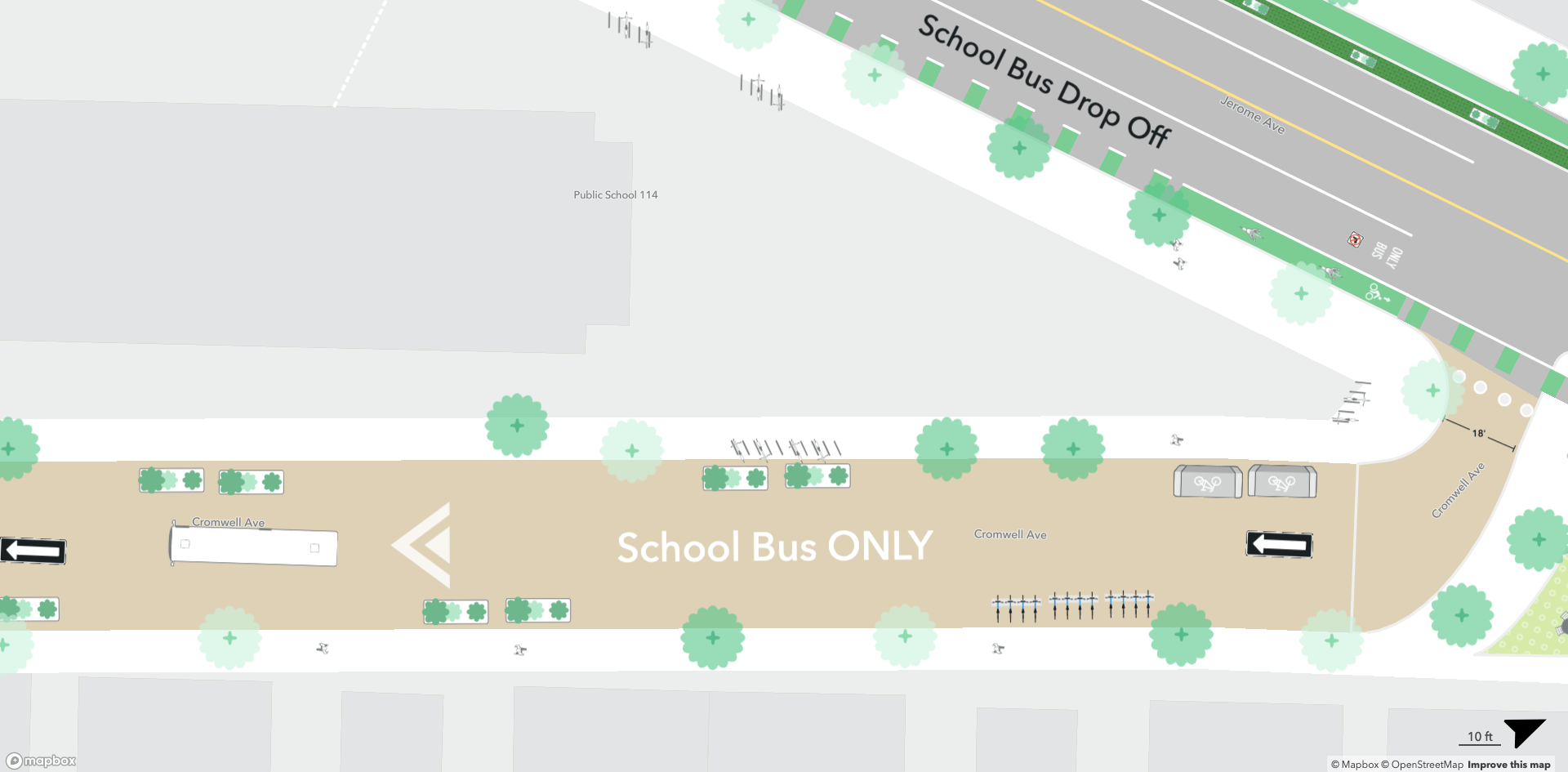 rendering of a car-free safe route to school