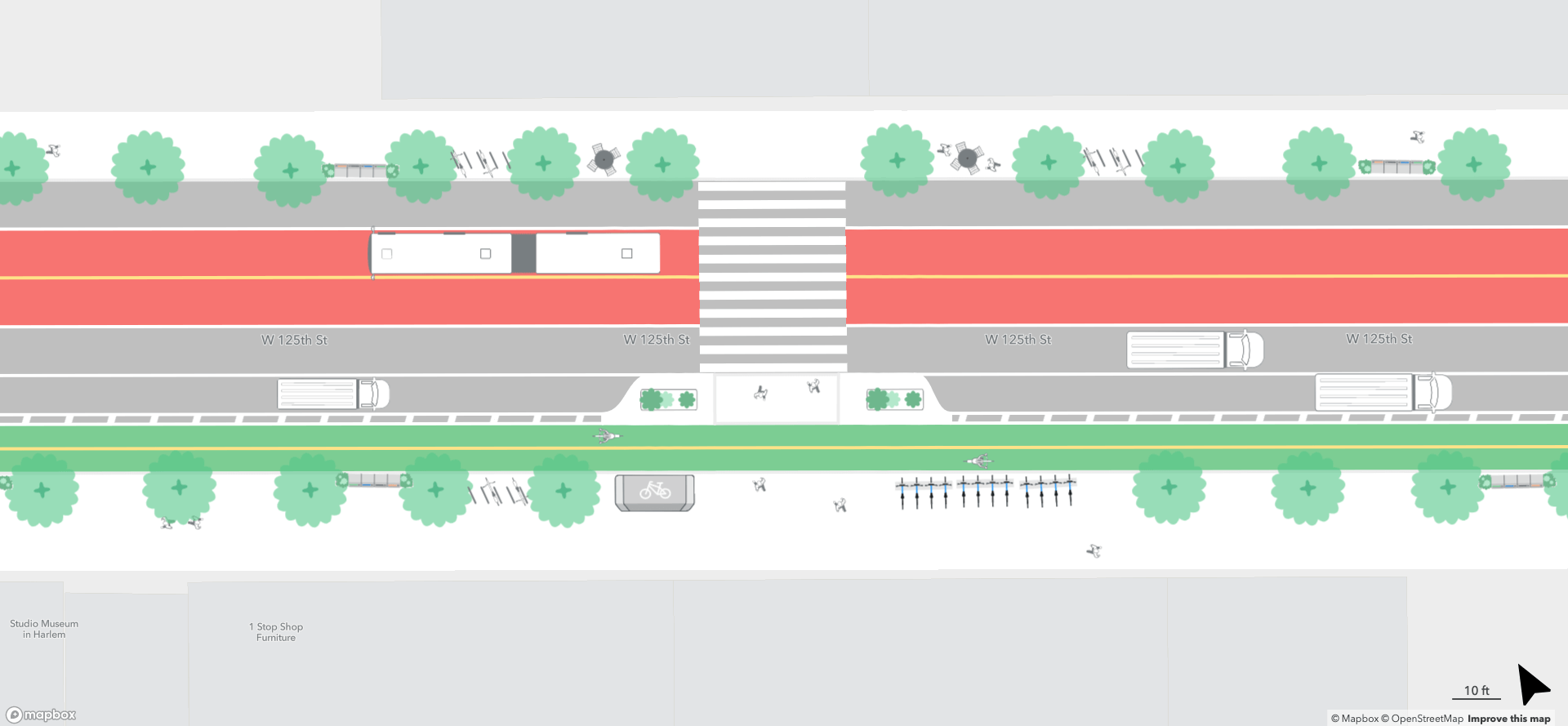 rendering of 125th with a center bus lane