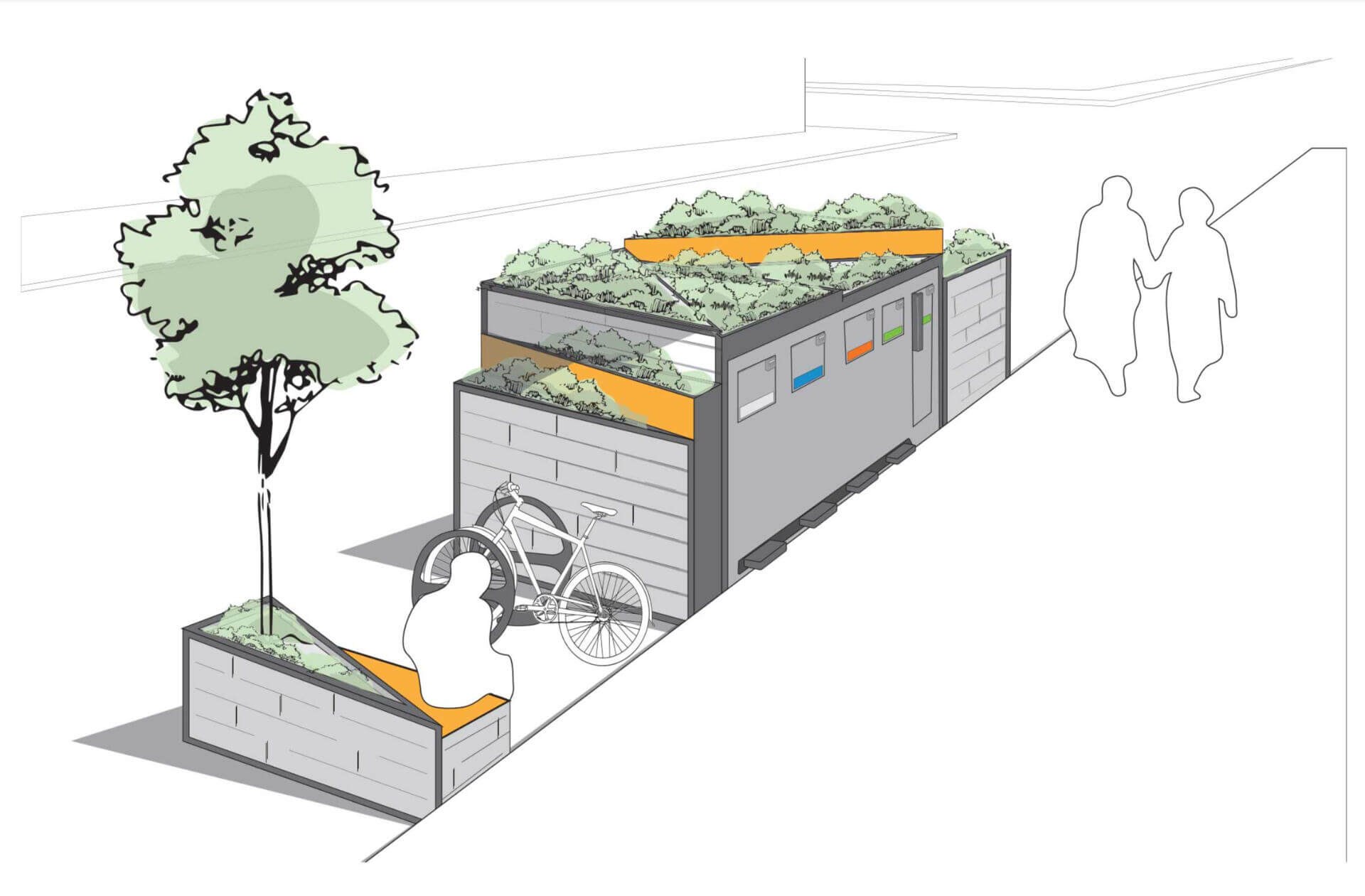 rendering of curbside trash collection unit