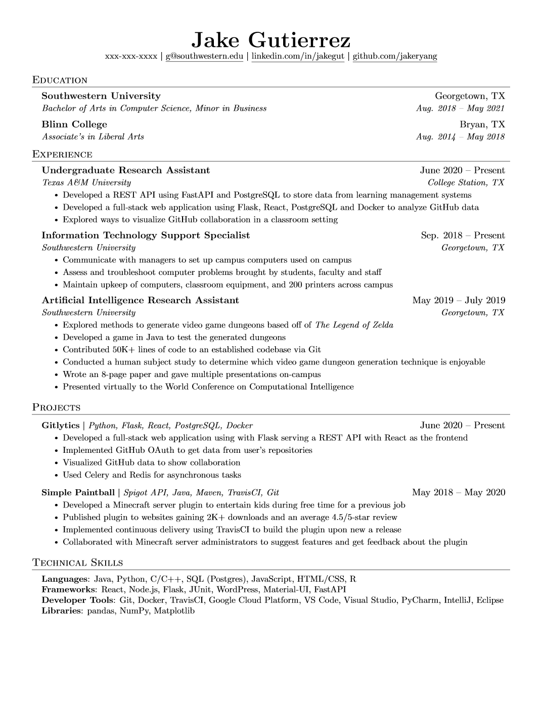 Jake's Resume