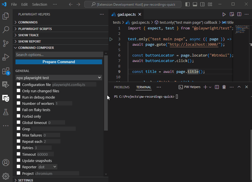 Preview of Command Composer