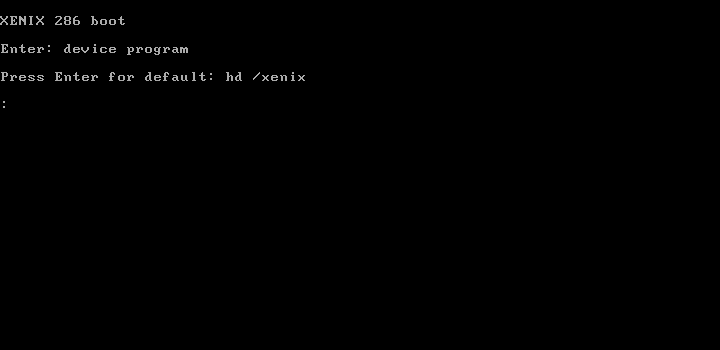 IBM PC XENIX 1.0 boot loader screen