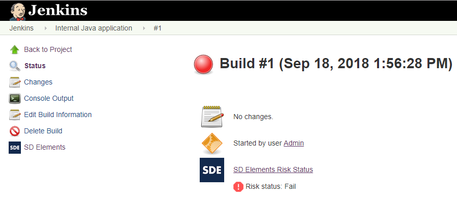 Build fails when risk status fails