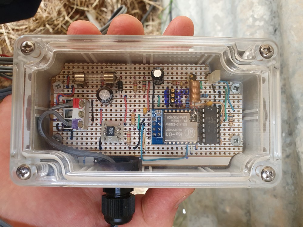 The battery voltage monitor and remote control that I built for the solar electric fence.