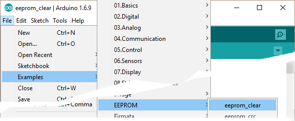 For NOTE 3. Arduino sample sketch "EEPROM Clear"