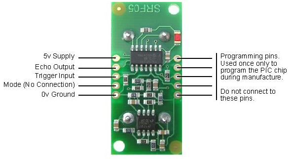 Connections for 2-pin Trigger/Echo Mode (SRF04 compatible)