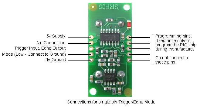 Connections for single pin Trigger/Echo Mode