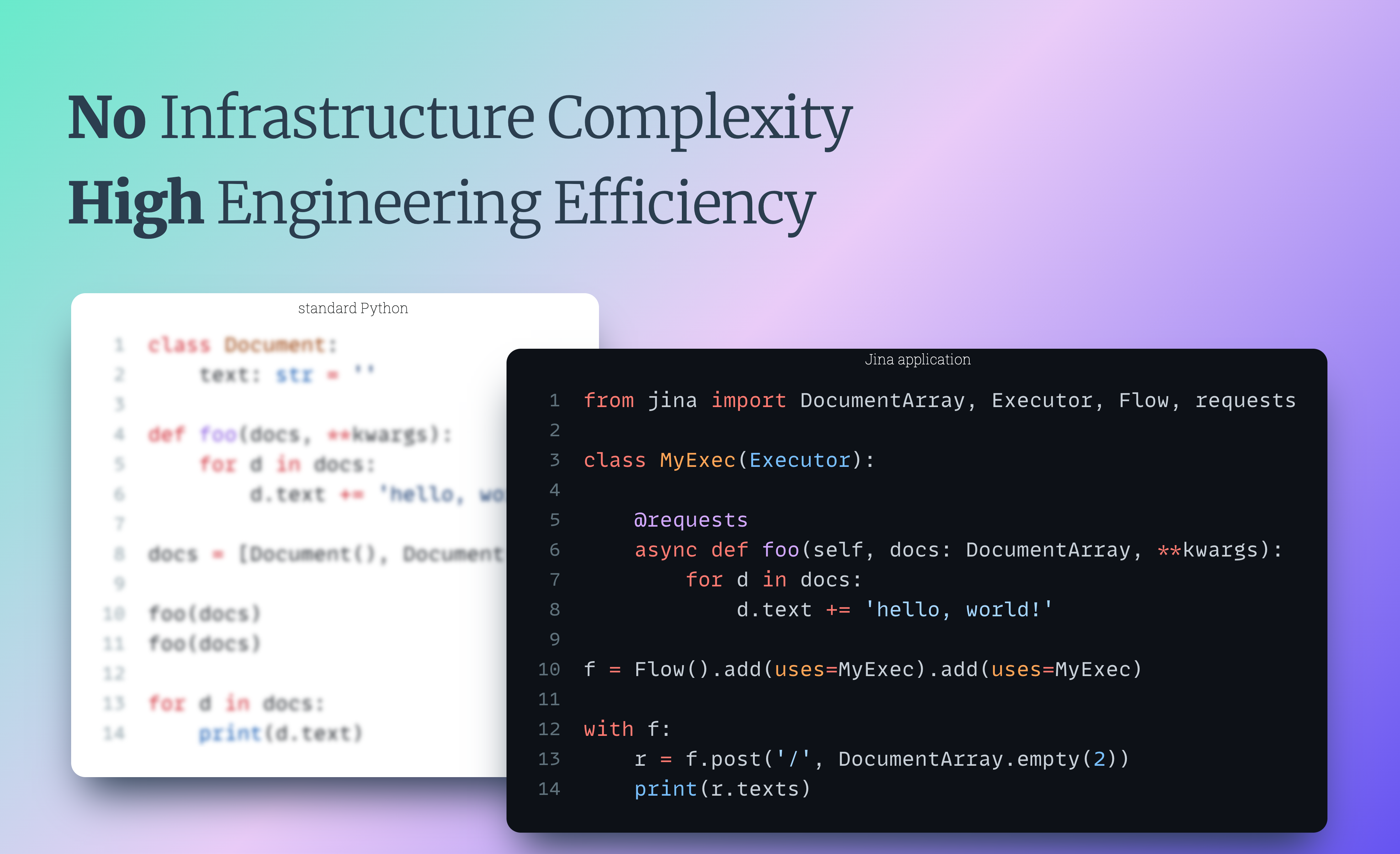 Jina: No Infrastructure Complexity, High Engineering Efficiency