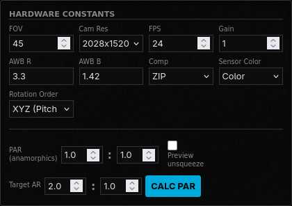 Screenshot of the Hardware Constants Section