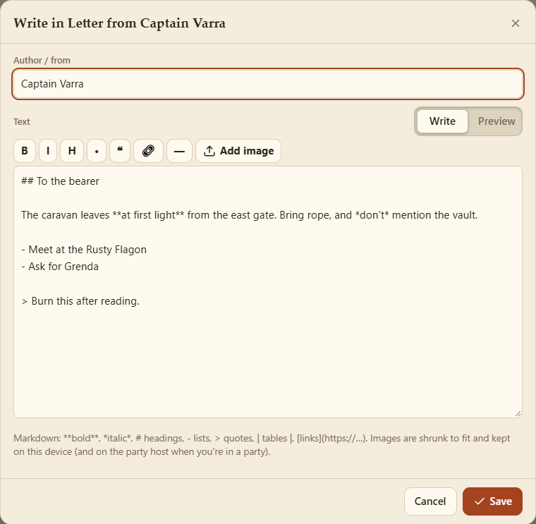 Writing a letter