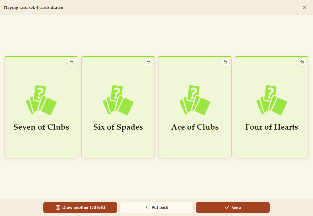 Four cards drawn