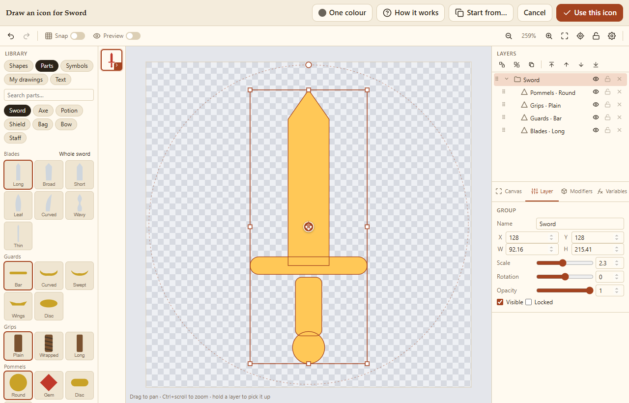The Library's Parts: a whole sword