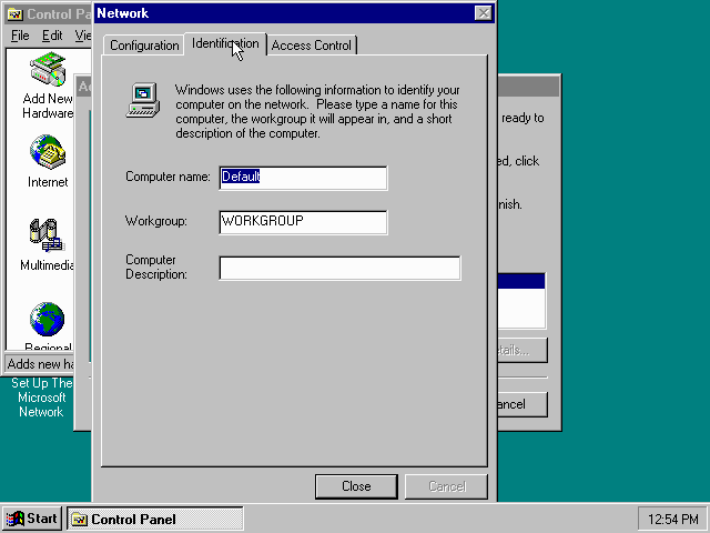 Windows 95 - Network settings