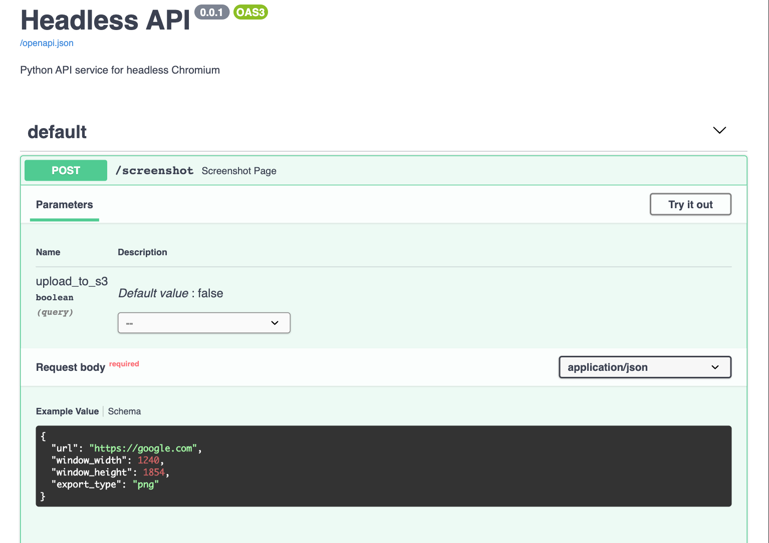 Headless API example