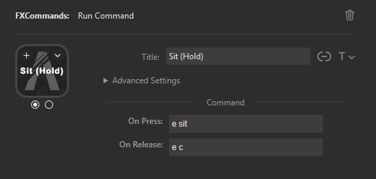 Press and release settings