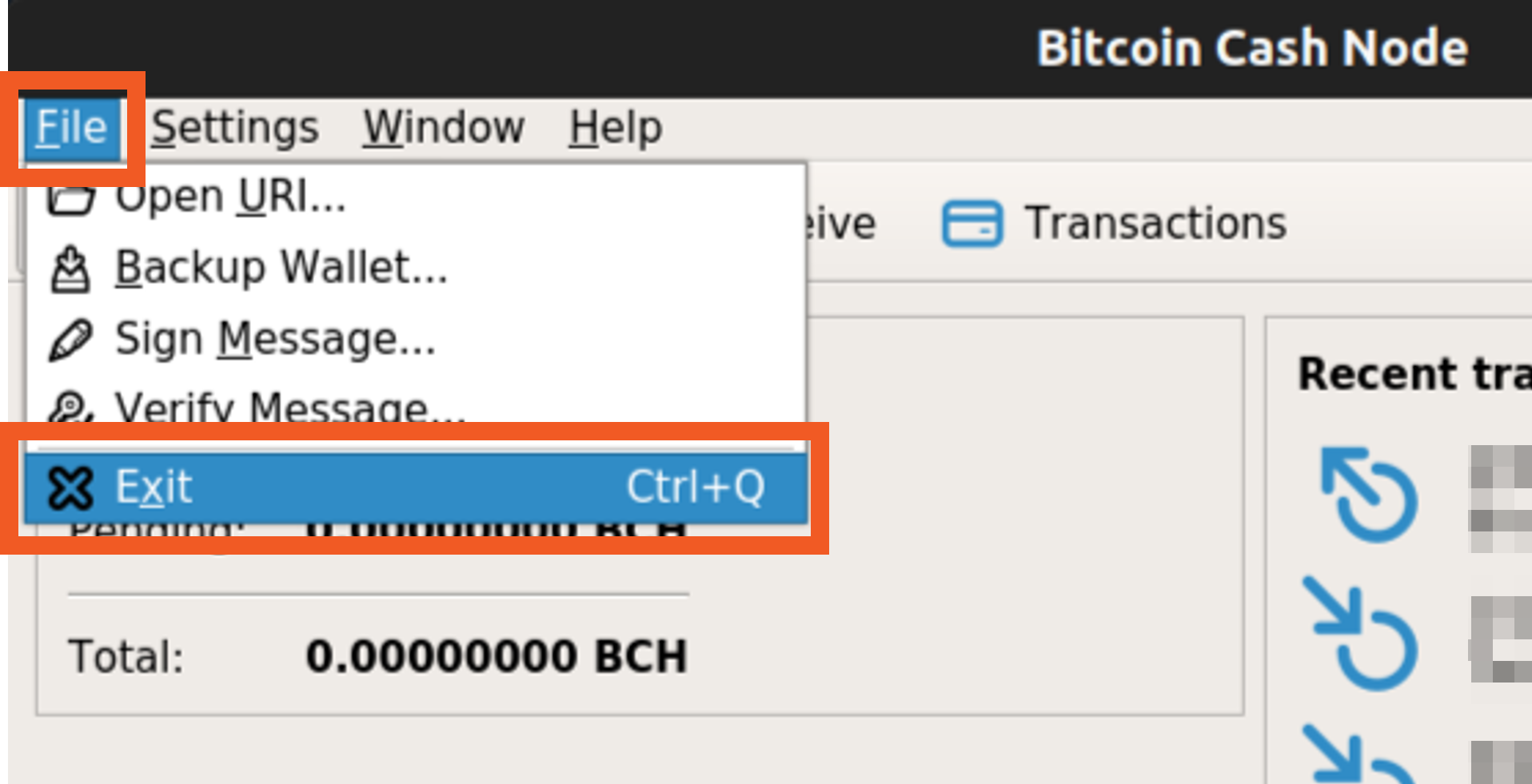 GUI - Close Bitcoin Cash