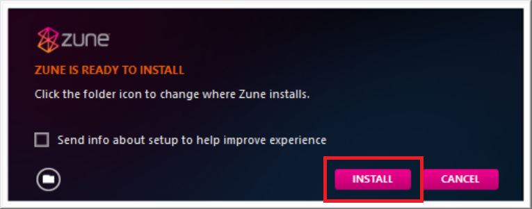 Zune software installation