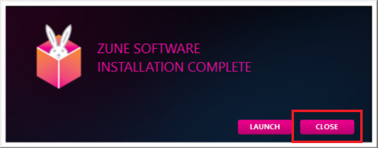 Zune software installation complete
