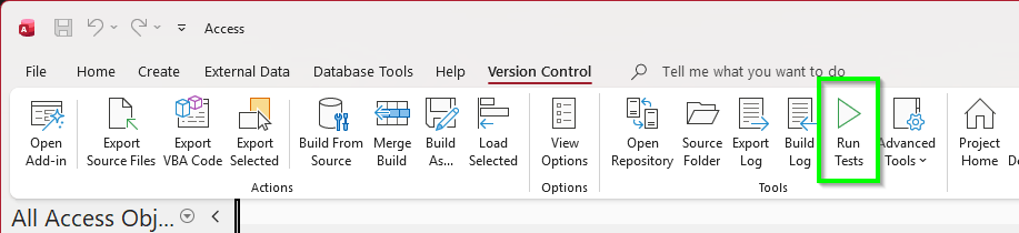 Run Tests Button