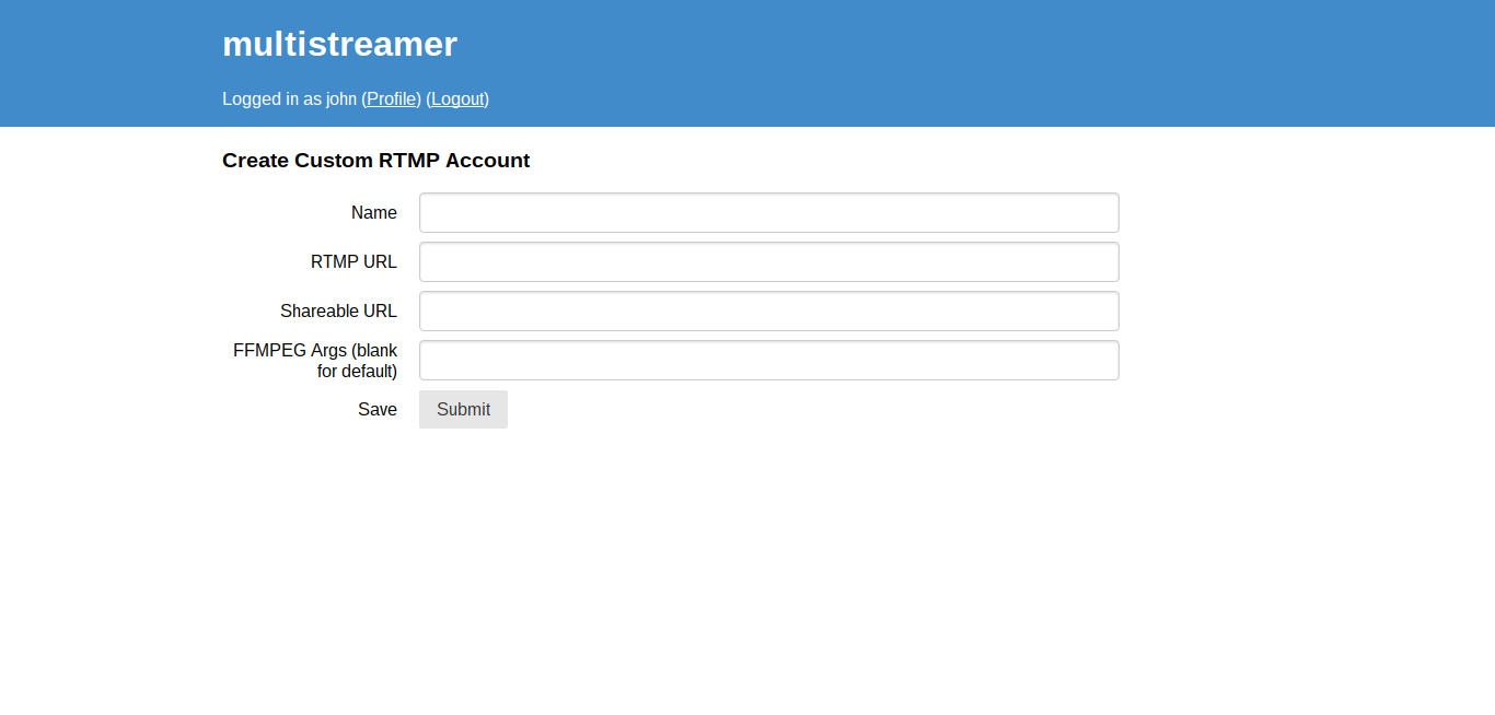 Custom RTMP Page