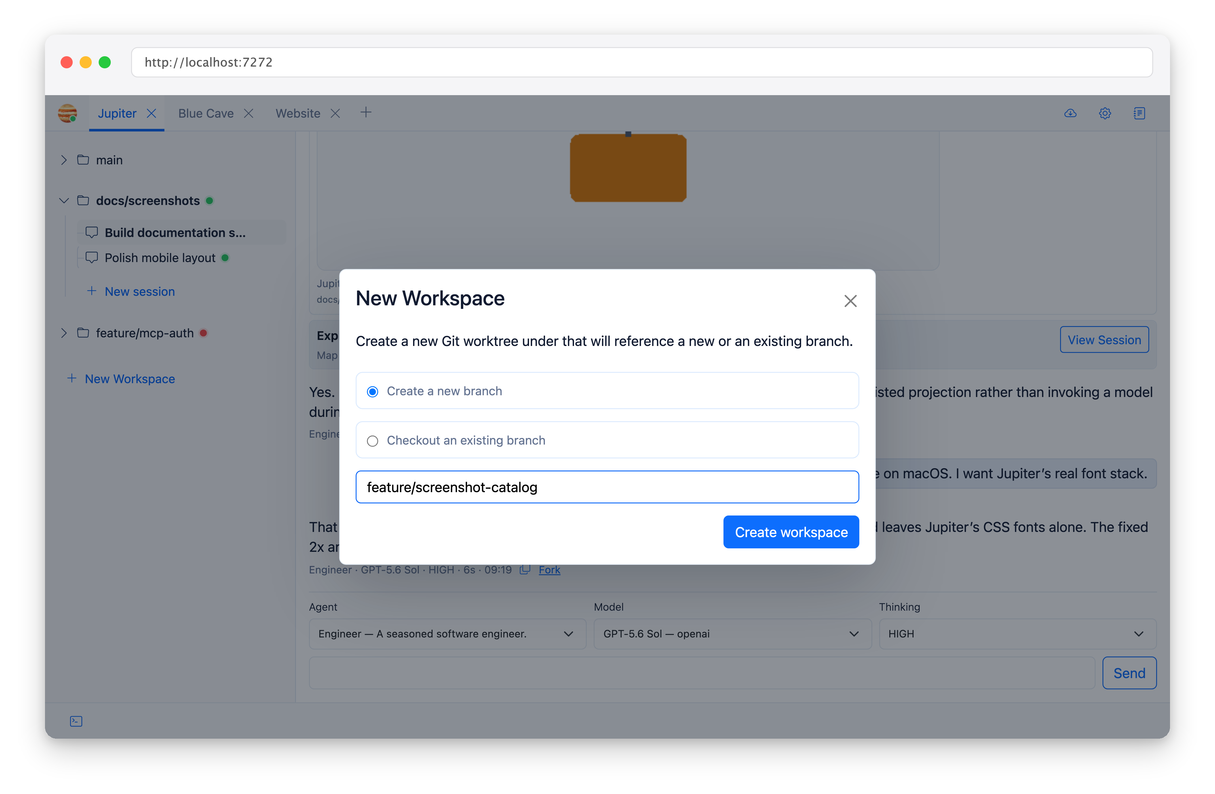 Creating a Git worktree workspace