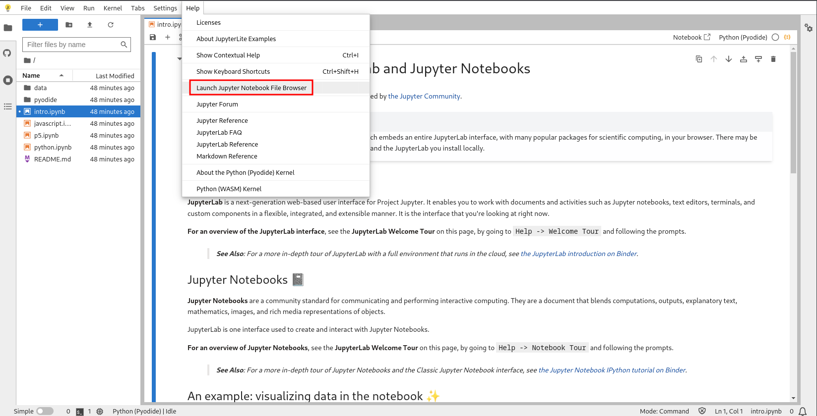 a screenshot showing how to launch Jupyter Notebook from the menu entry