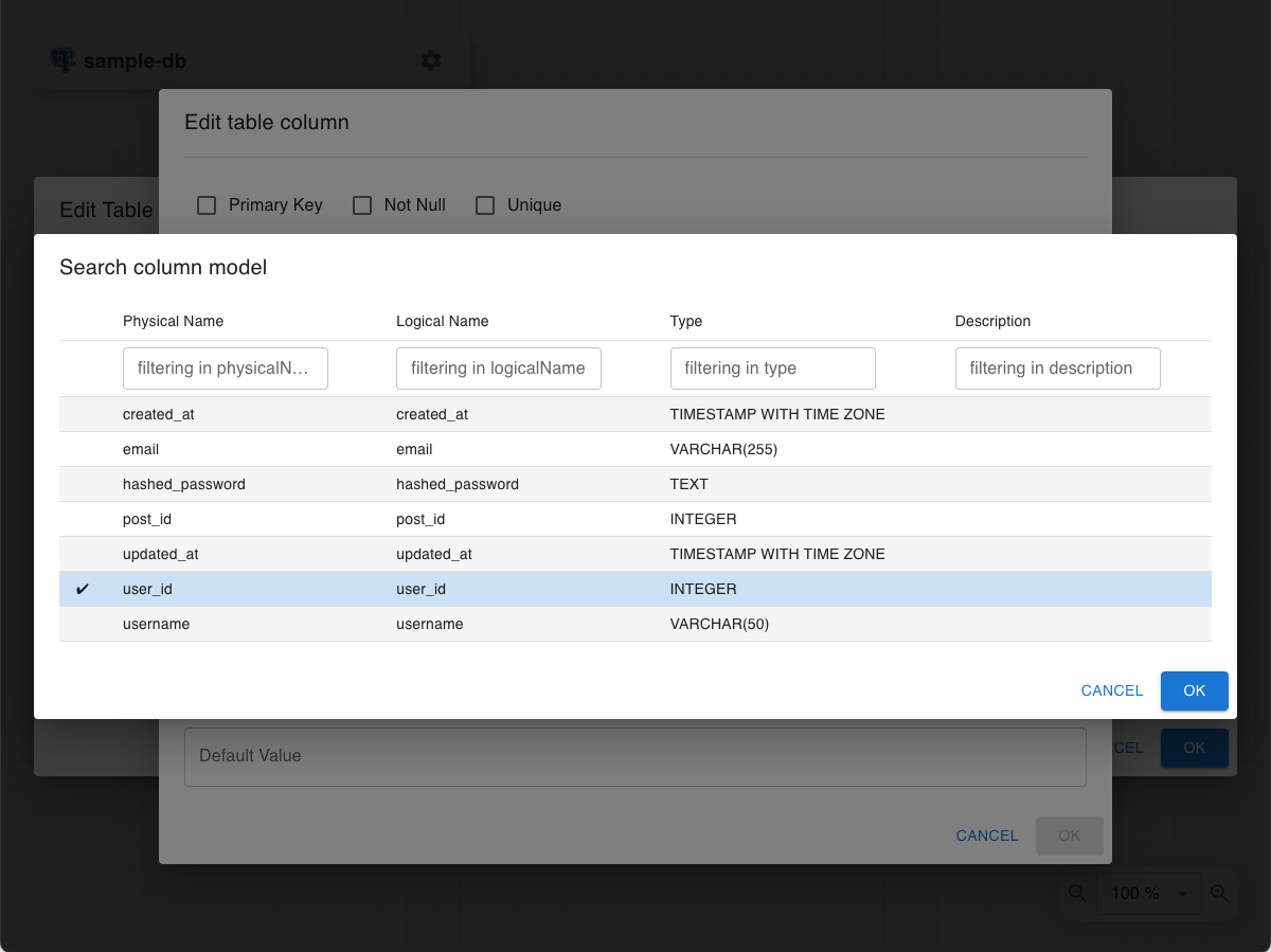 select-existed-column