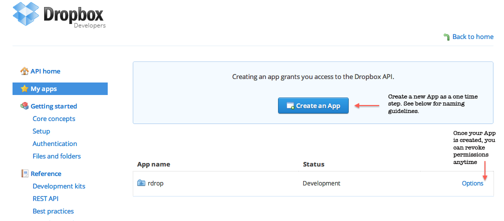 Create an app for your personal use on Dropbox