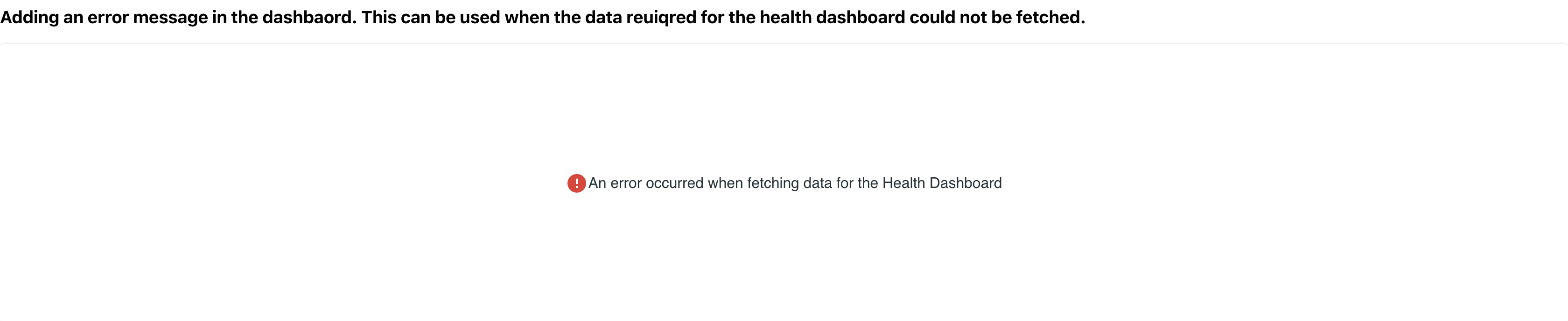 React Health Dashboard error view