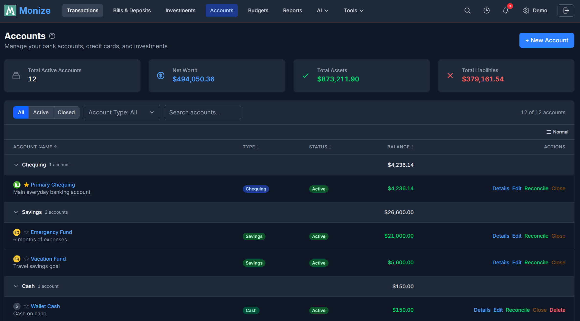 Accounts List