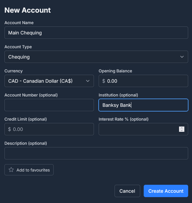 Create Account Form