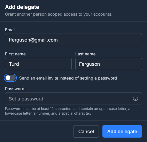Add Delegate