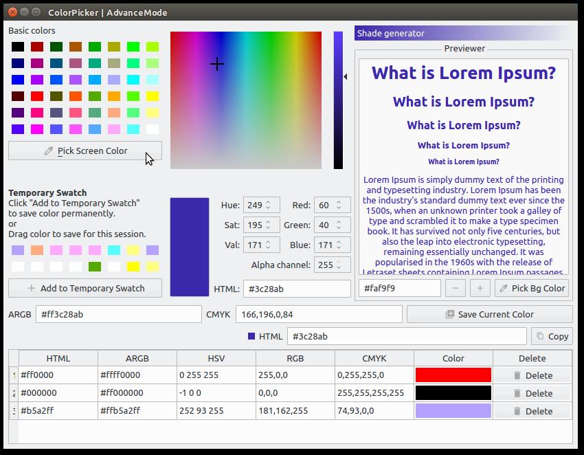 ColorPicker Application for Linux Desktop