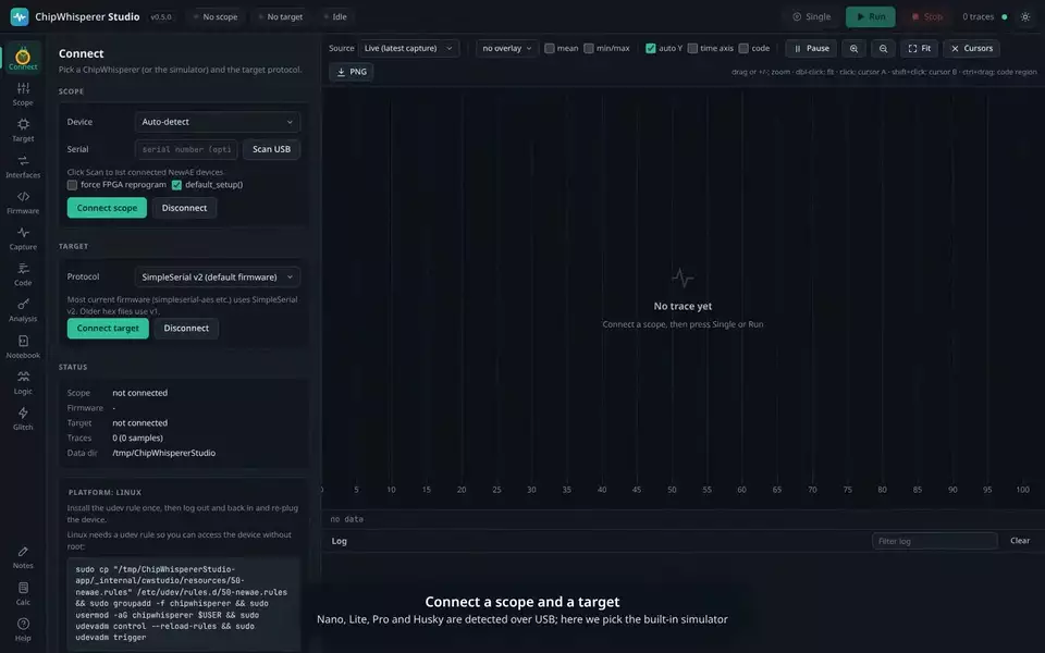 Connecting the simulator scope and target (animated)