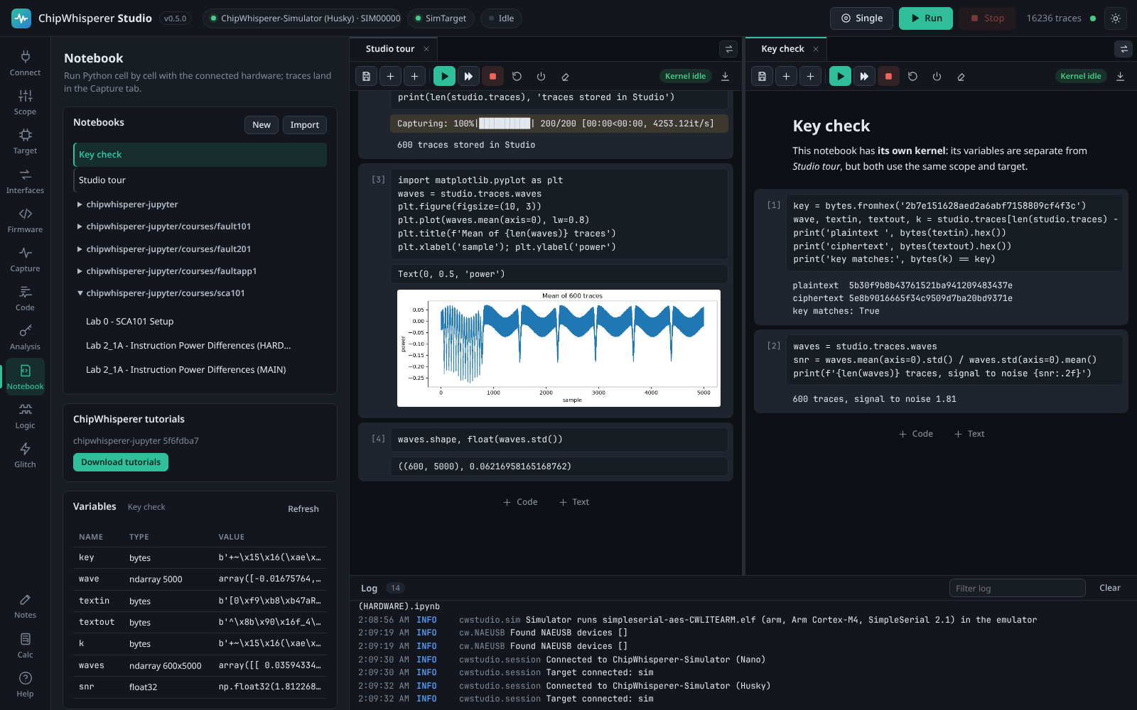 Two notebooks side by side, each with its own kernel