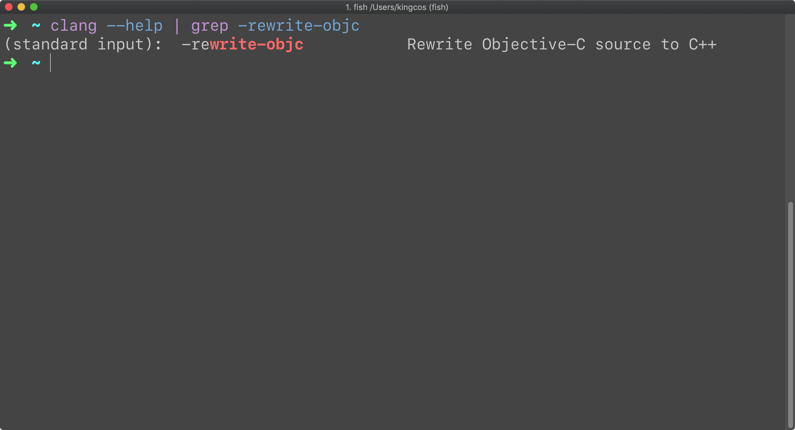 clang --help | grep -rewrite-objc