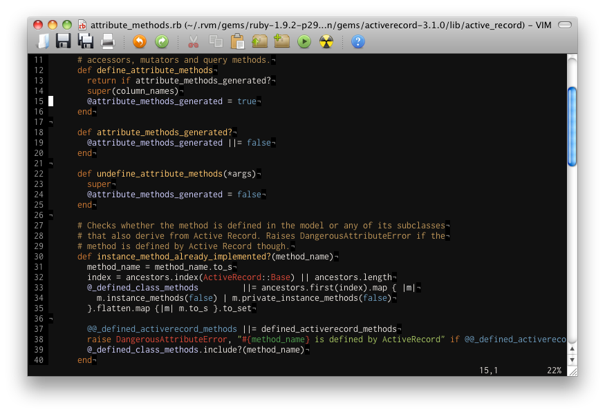 Ruby in MacVim