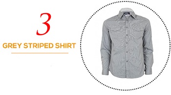 Fashion Fusion Grey Striped Long Sleeved Shirt with Double Chest Pocket
