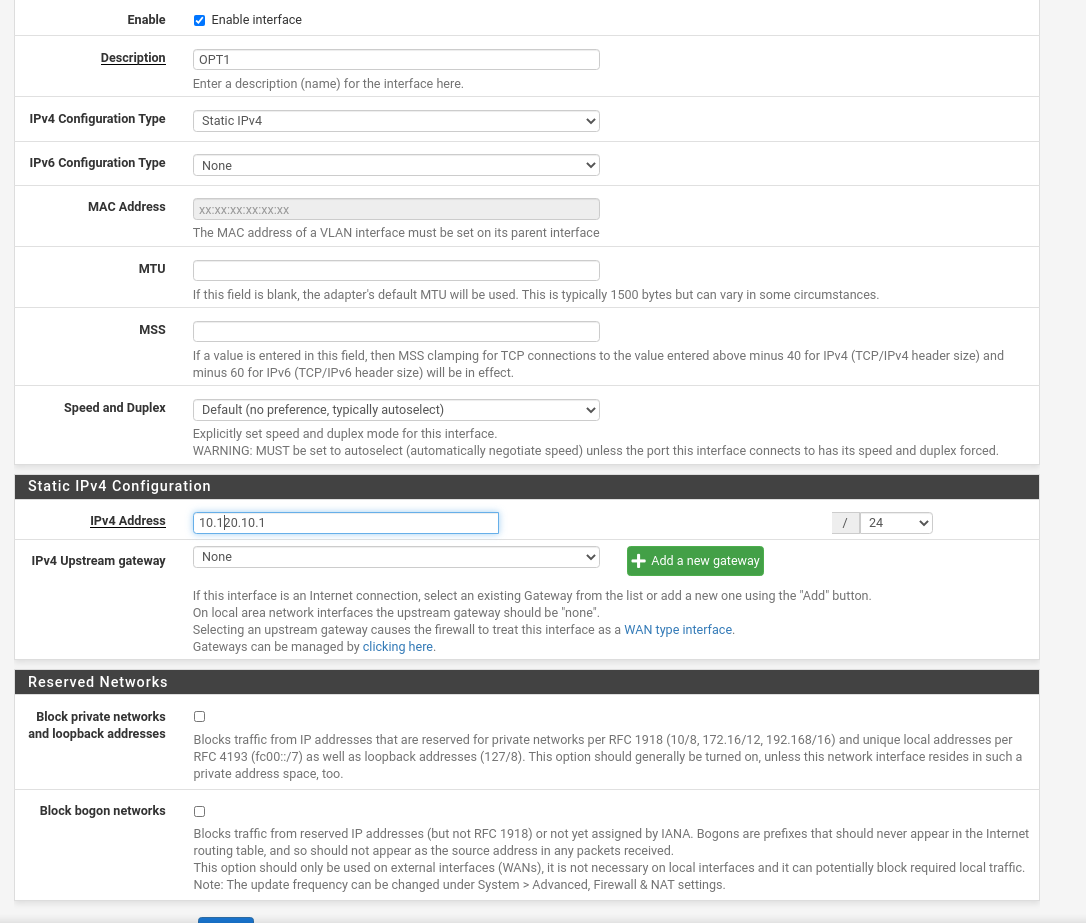 Enable Vlan 10