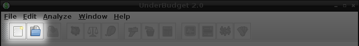 new/open budget toolbar icons