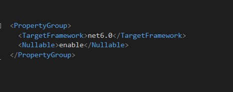 Activar Nullable Reference en NET 6 desde el archivo de proyecto