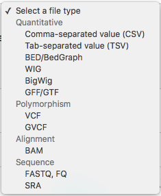 CoGe format options