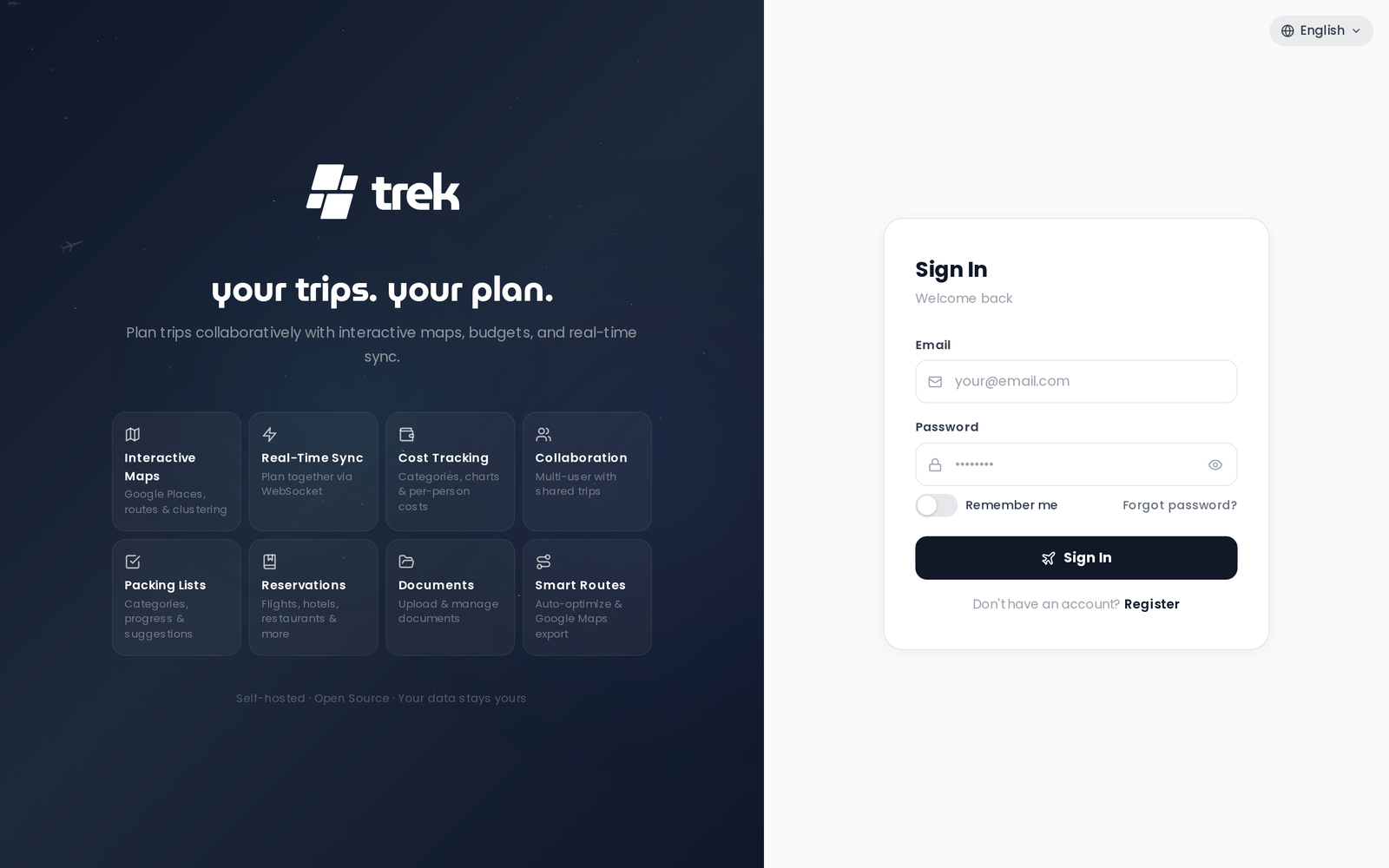 Login page