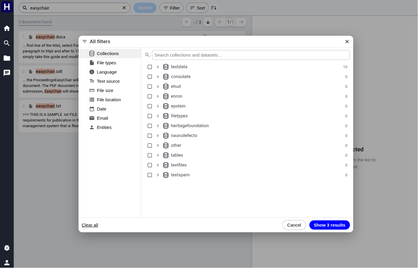 The Collections pane