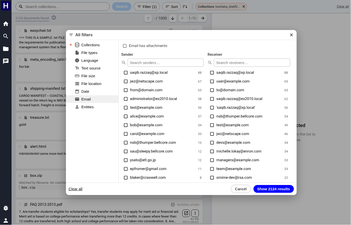 The Email pane