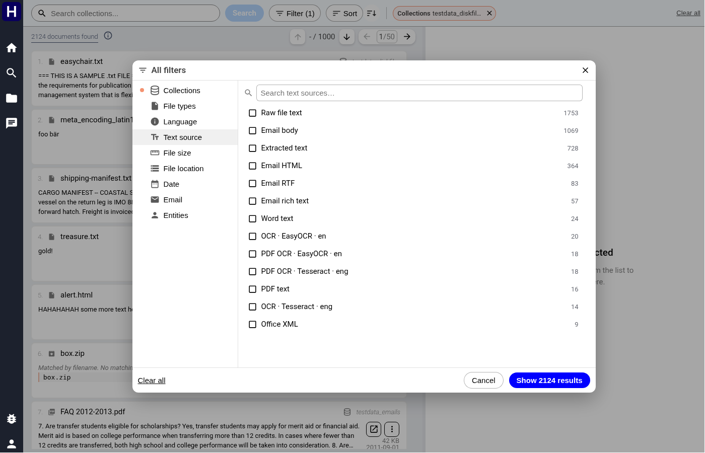 Filter text source