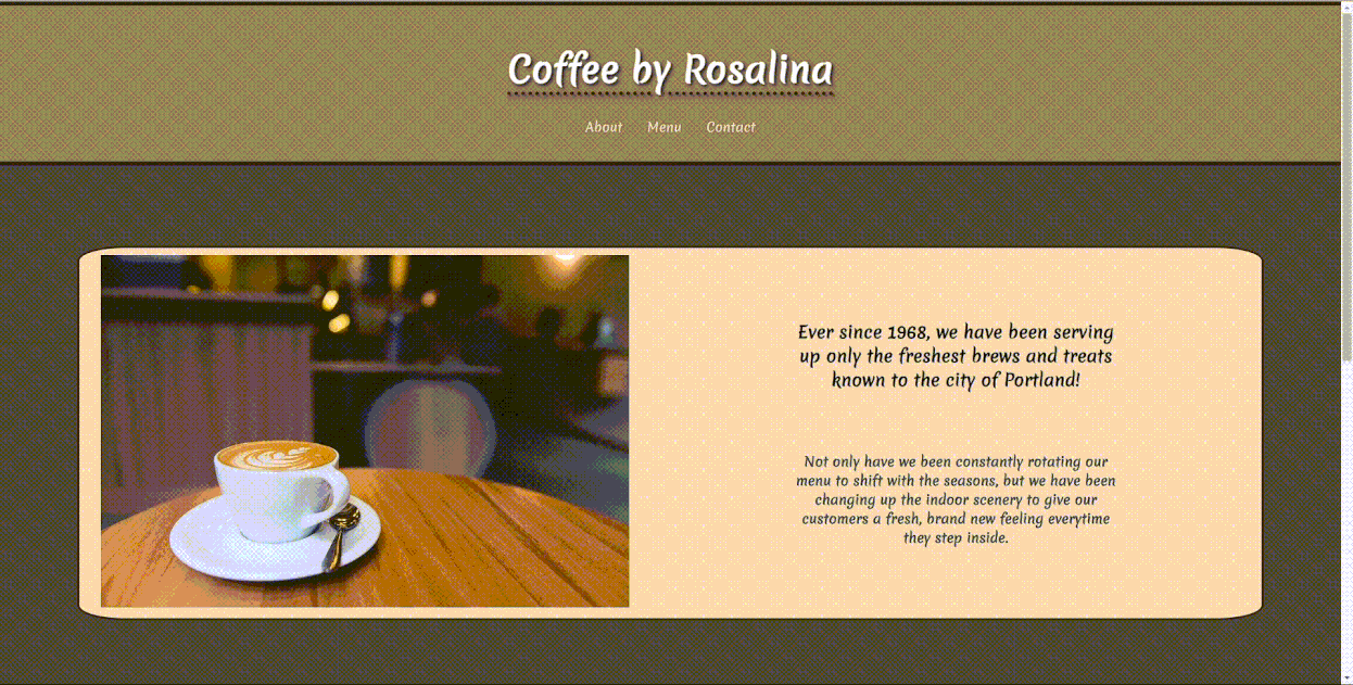 GIF of a coffee shop website.