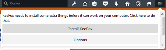 Screenshot of install message