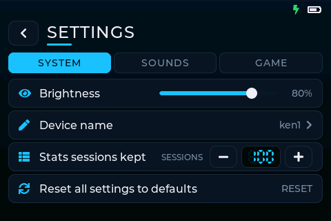 Settings: system