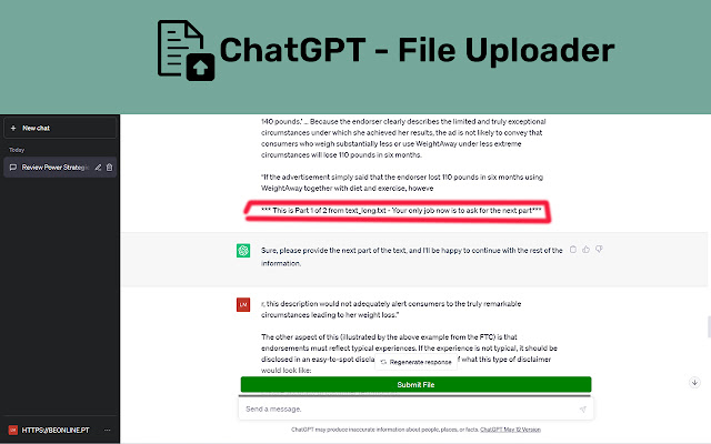 ChatGPTファイルアップローダークロム拡張機能